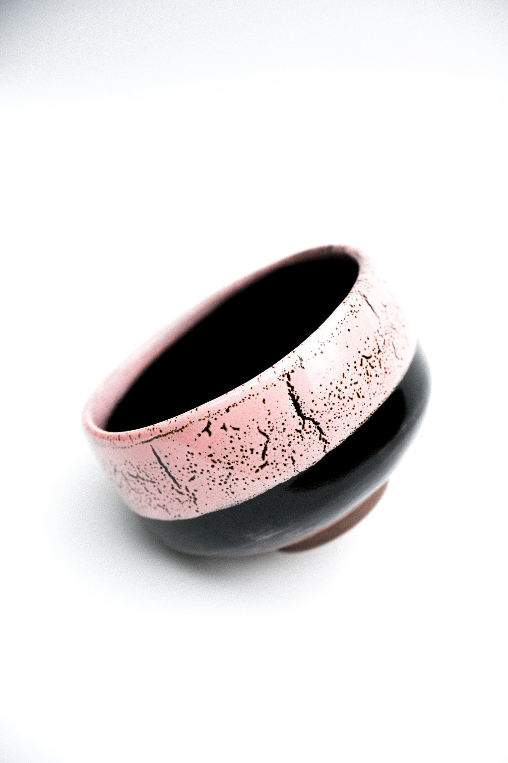 Tenmoku Matcha Bowl - Pink and Black