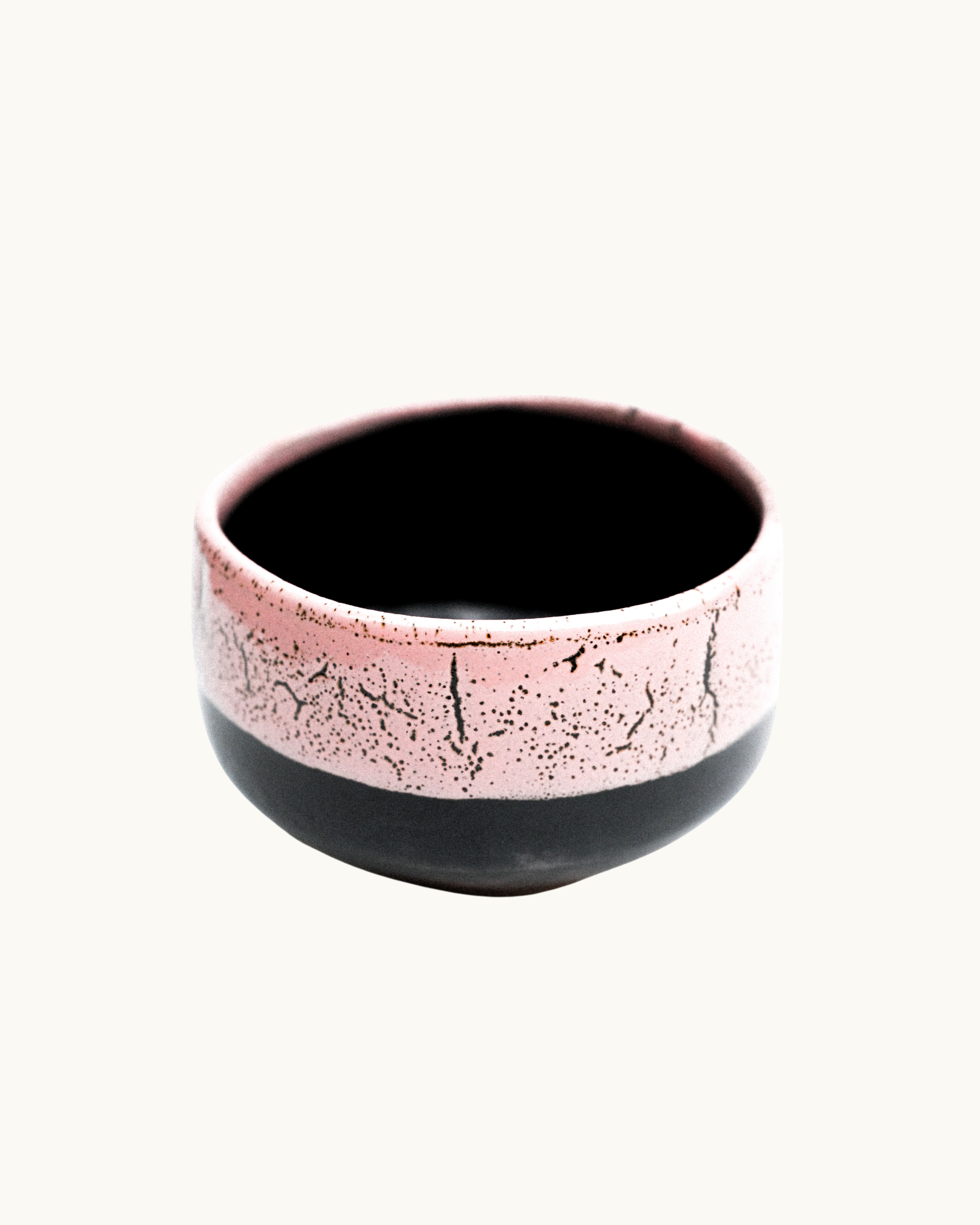 Tenmoku Matcha Bowl - Pink and Black