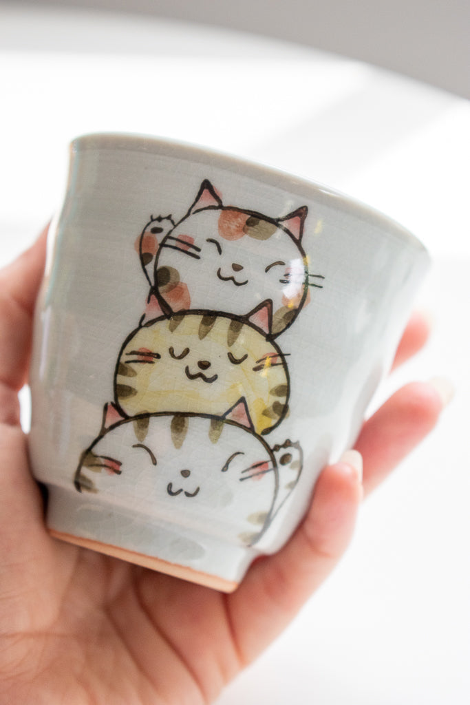 Mino Ware Japanese Cat Cup