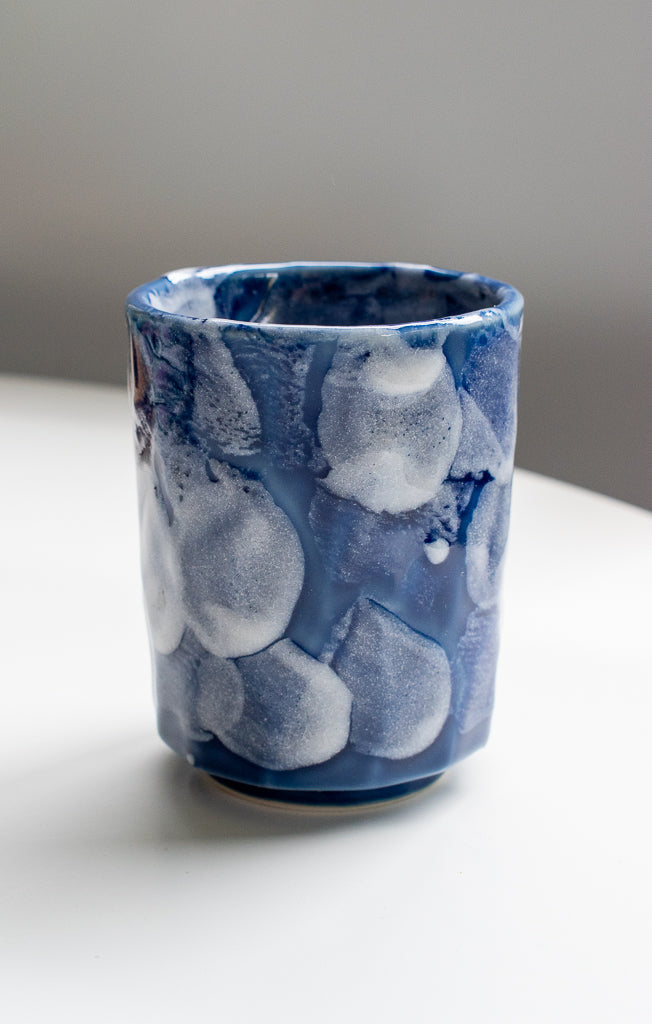 Blue Shino diamond Japanese Tea cup