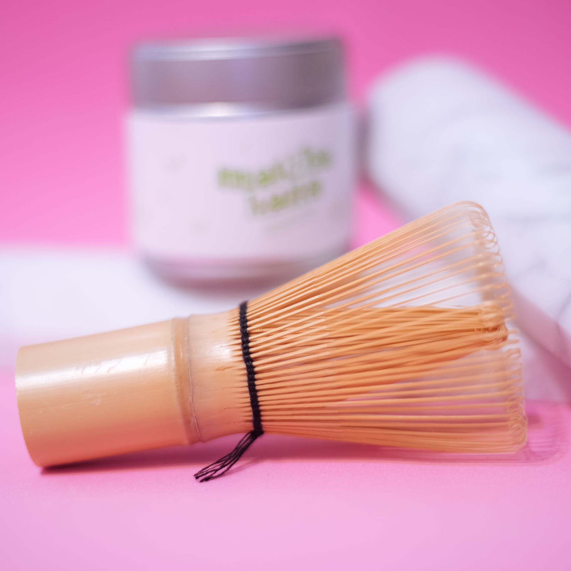 Matcha Tea Whisk Set - Bamboo Whisk and Whisk Holder - Pink